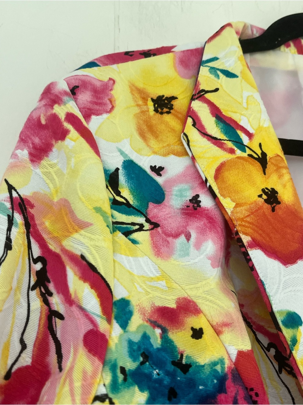Investments Vibrant Colorful Watercolor Floral Blazer Size 18 Pink Yellow - Picture 8 of 16